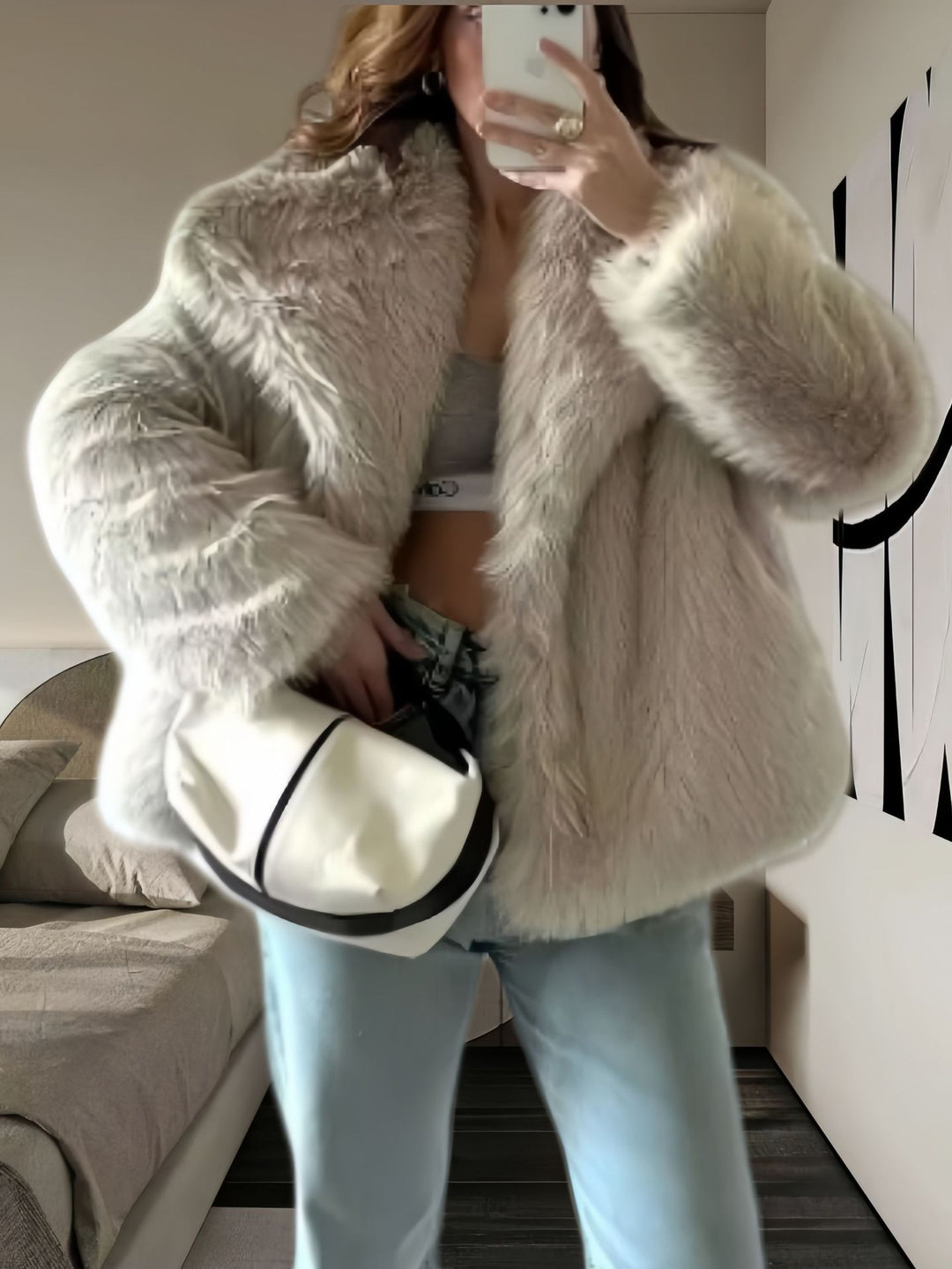 Damen kuschelige Pelzjacke Fudus