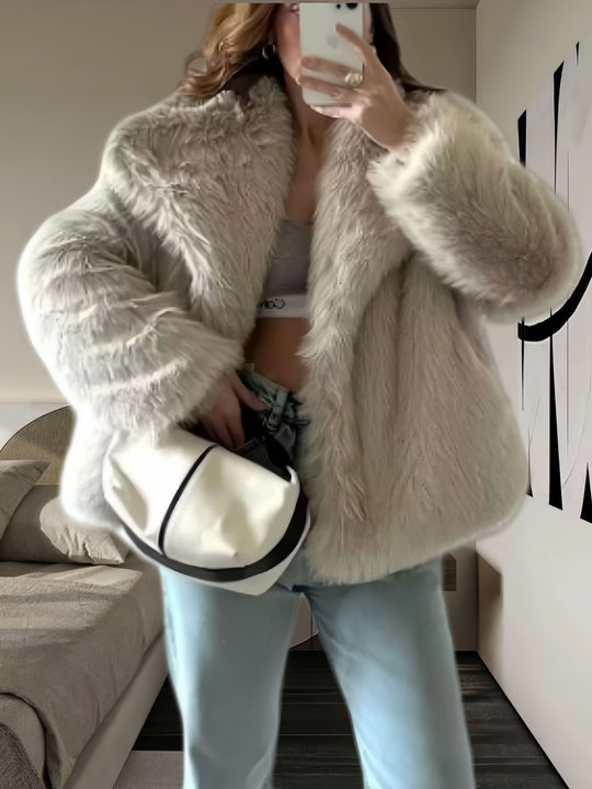 Damen kuschelige Pelzjacke Fudus