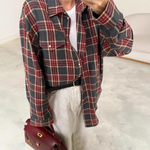 Damen Karierte Overshirt Fudus