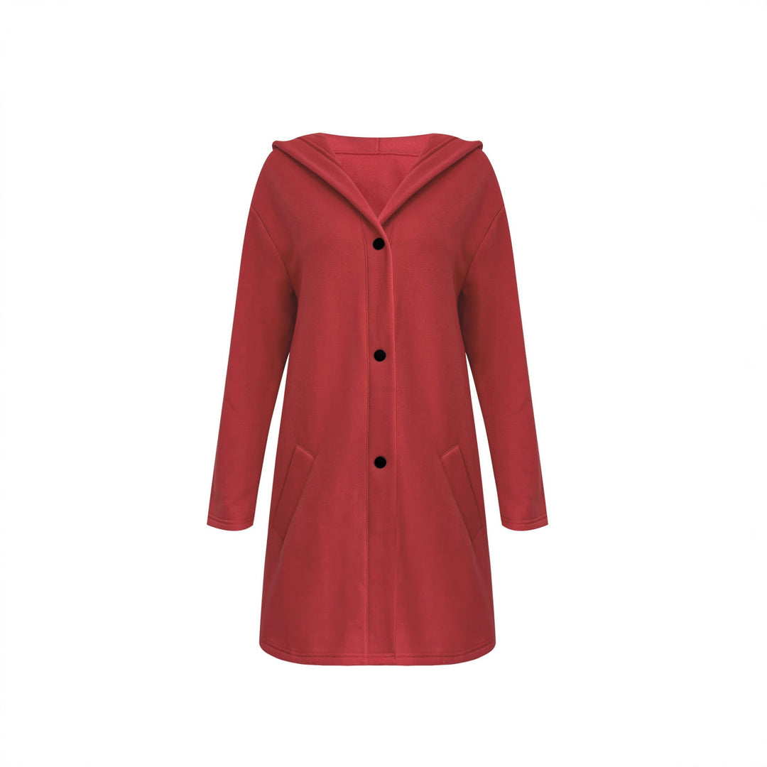 Damen Kapuzenjacke mit Knopfverschluss und praktischen Taschen Fudus