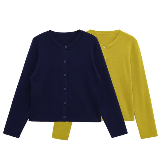 Damen lässige Strickjacke mit feinen Knopfdetails Fudus