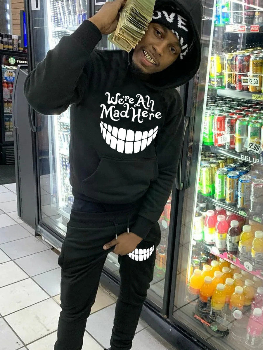 Damen Hoodie- und Jogginghose-Set mit kreativem Grafikdruck Fudus