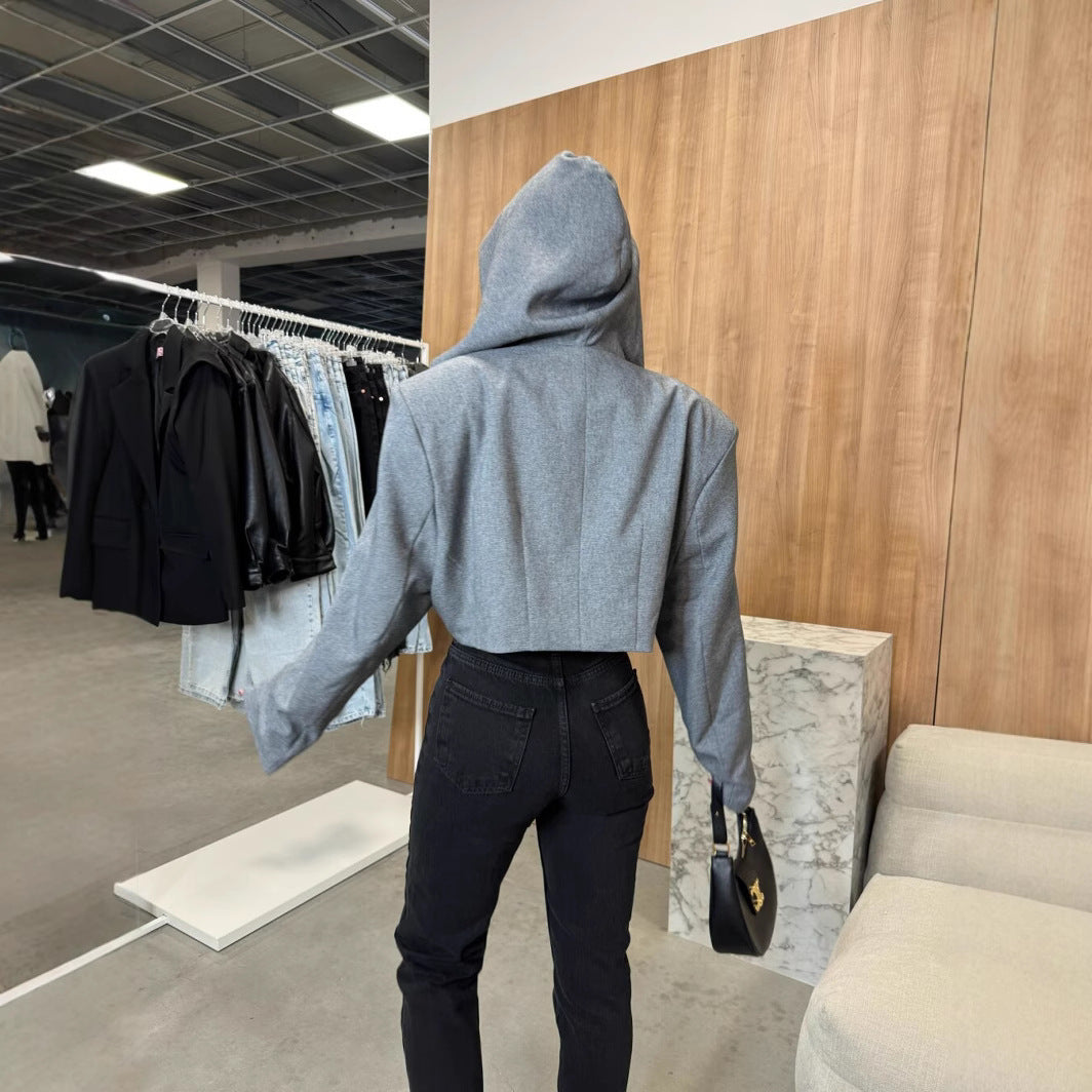 Damen Kurze Blazerjacke mit oversized Schnitt und elegante Knopfdetails Fudus