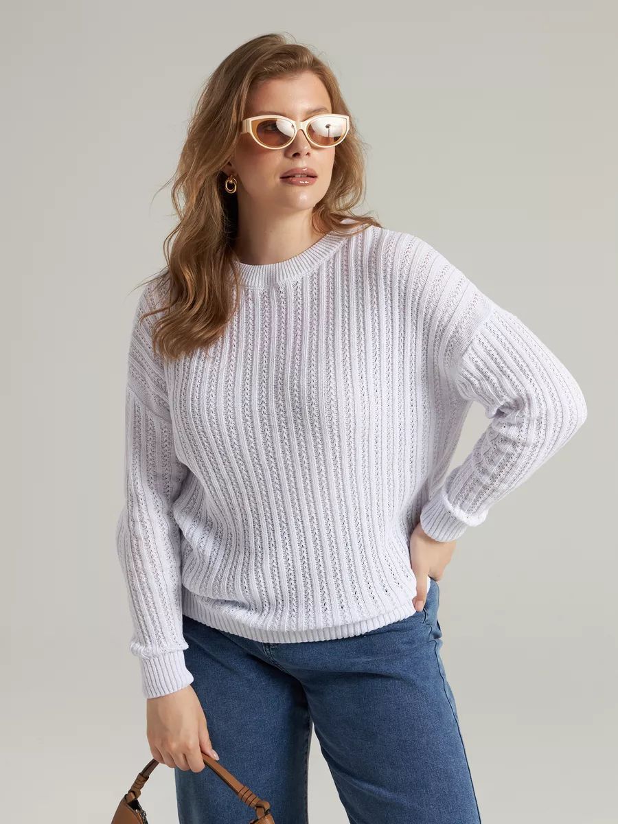 Damen Grobstrickpullover mit strukturiertem Muster Fudus