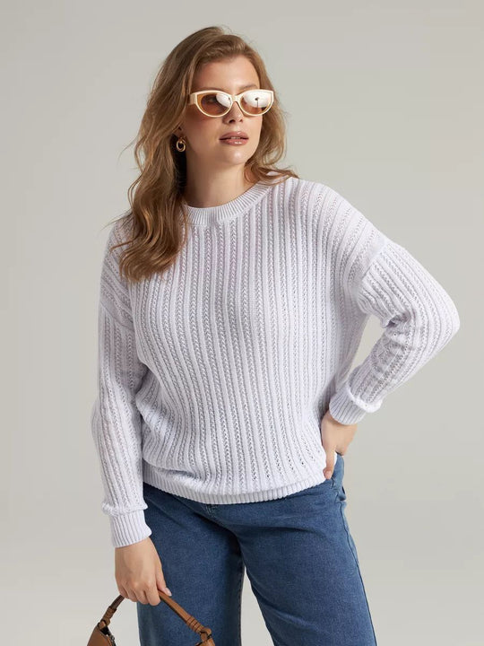 Damen Grobstrickpullover mit strukturiertem Muster Fudus