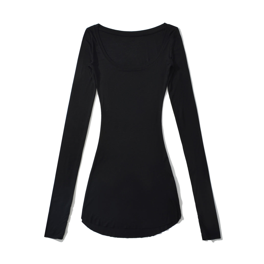 Damen langärmliges Basic-Oberteil mit rundem Ausschnitt Fudus