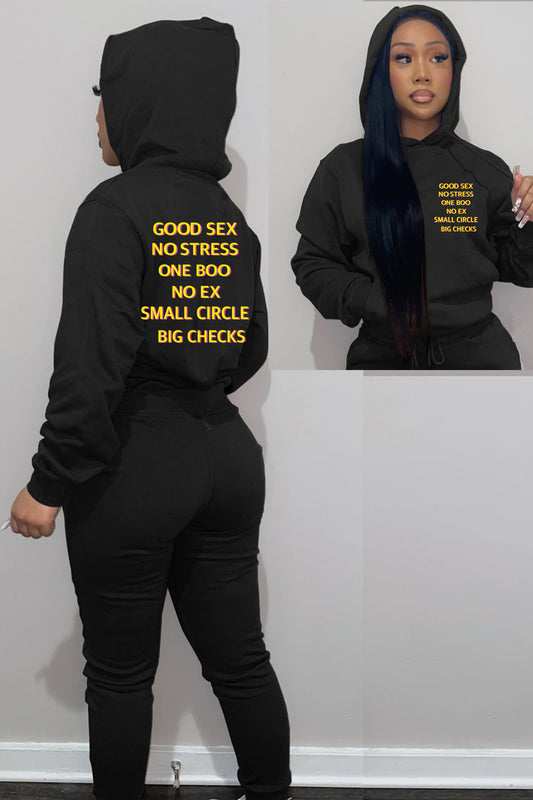 Damen Hoodie- und Jogginghose-Set mit motivierendem Schriftzug und lässigem Schnitt Fudus