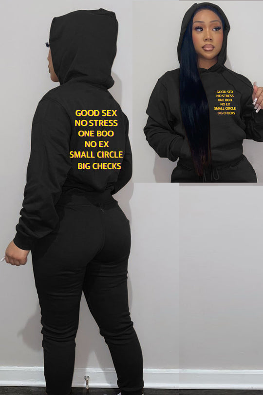 Damen Hoodie- und Jogginghose-Set mit motivierendem Schriftzug und lässigem Schnitt Fudus