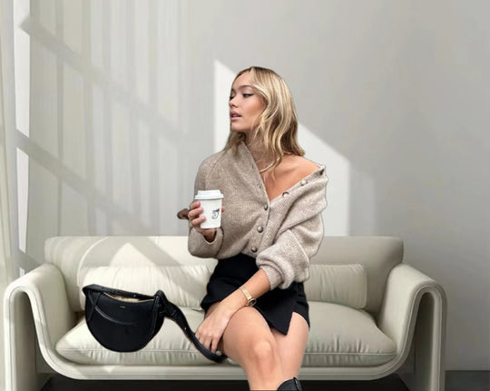 Damen Grobstrickjacke mit Knöpfen und modernem Schnitt Fudus