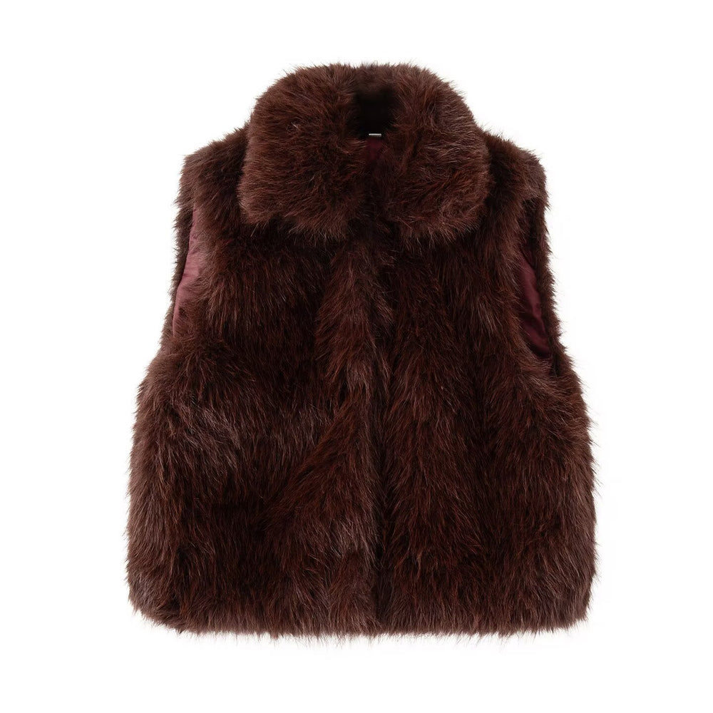 Damen kuschelige Kunstfellweste Fudus