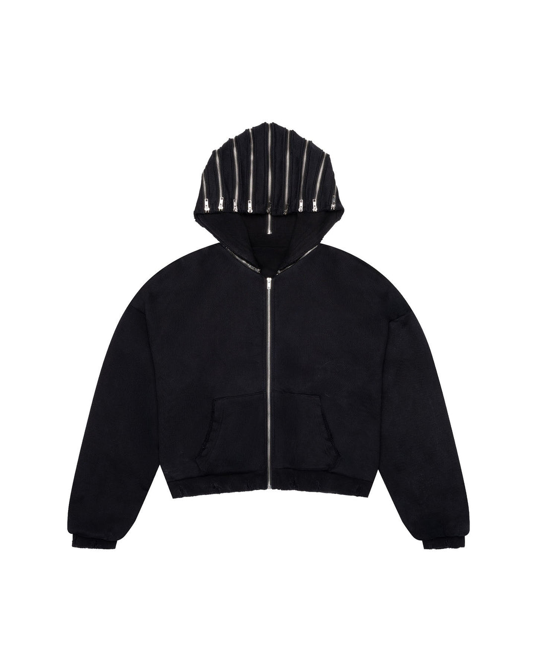 Damen Kurzjacke mit Reißverschluss und asymmetrischem Kapuzen-Design Fudus