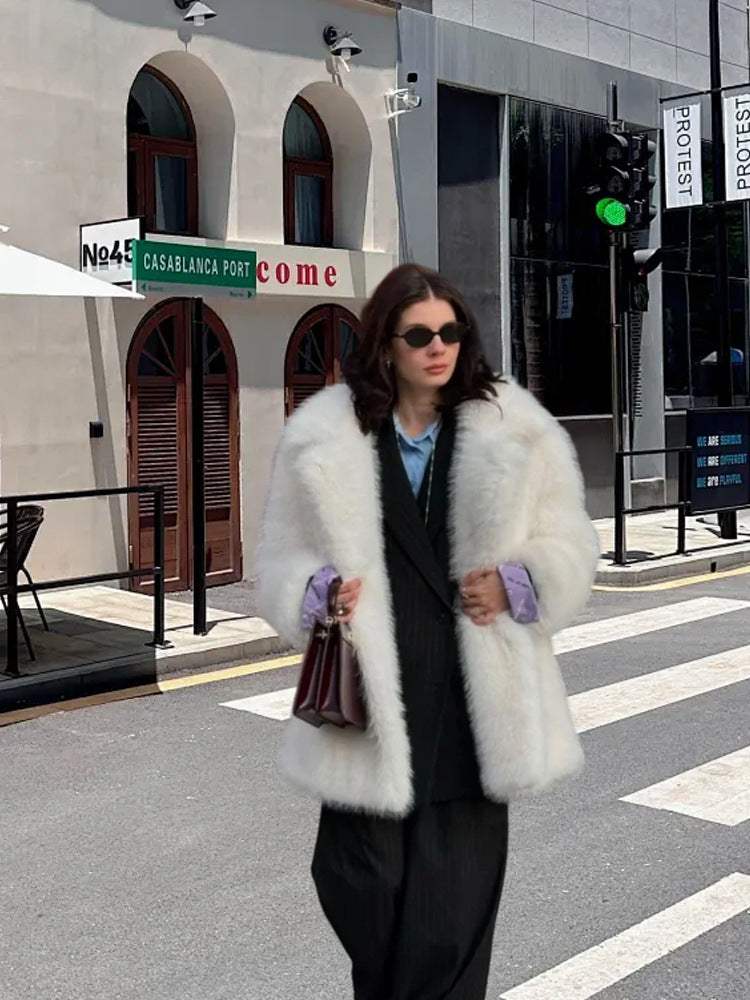 Damen Kuschelige Kunstpelz-Jacke Fudus