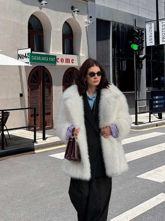 Damen Kuschelige Kunstpelz-Jacke Fudus