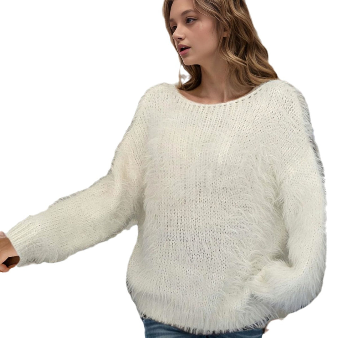 Damen kuscheliger Strickpullover mit luftiger Struktur Fudus