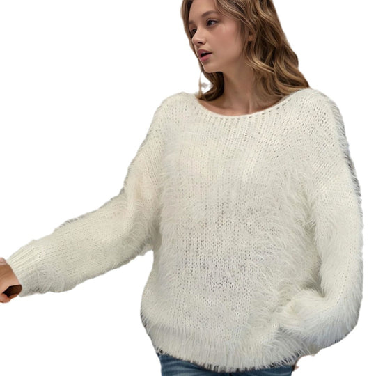 Damen kuscheliger Strickpullover mit luftiger Struktur Fudus