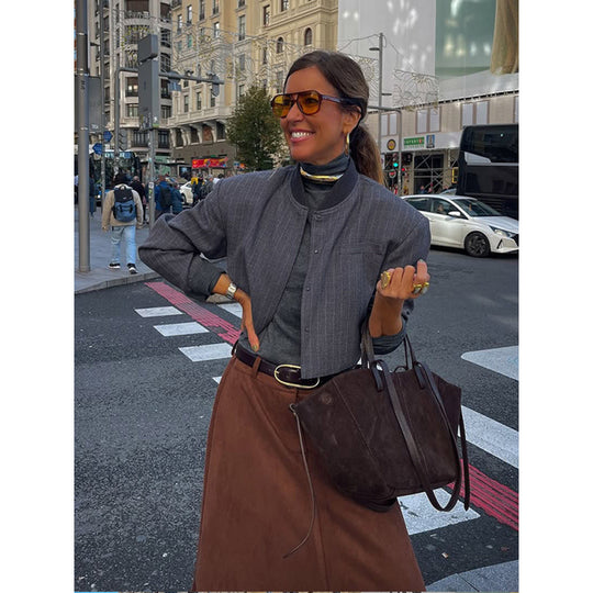 Damen Kurzjacke mit strukturiertem Design und Stehkragen Fudus