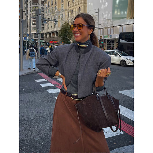 Damen Kurzjacke mit strukturiertem Design und Stehkragen Fudus