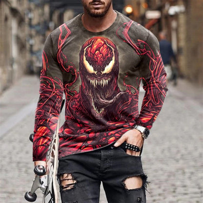 Herren Langarm T-Shirt mit künstlerischem Venom-Design Fudus
