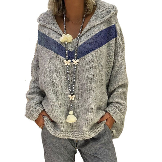 Damen Kuscheliger Pullover mit Kapuze und modernen Akzenten Fudus