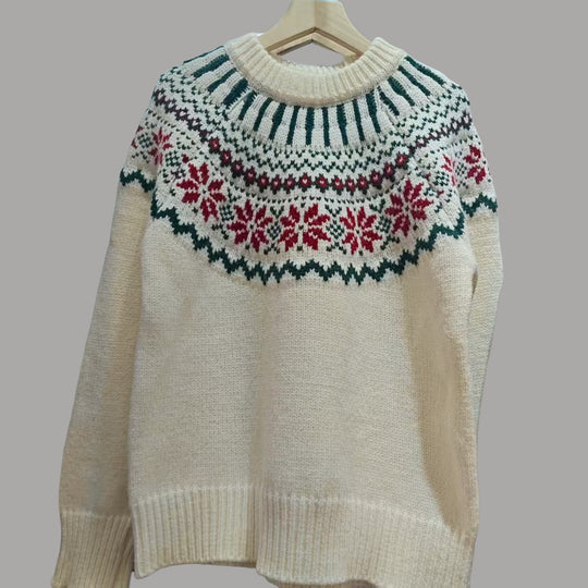 Damen Kuscheliger Pullover mit Weihnachtsmotiv und breitem Schnitt Fudus