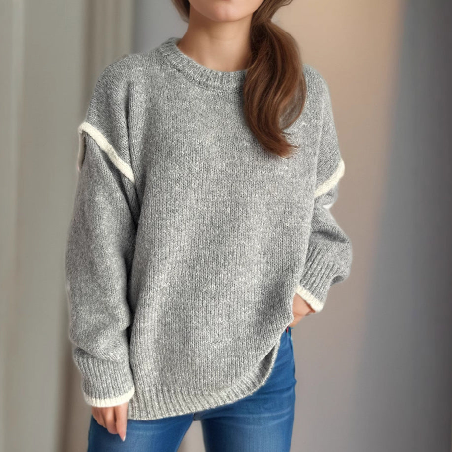 Damen Grobstrickpullover mit lässigem Schnitt und strukturiertem Design Fudus