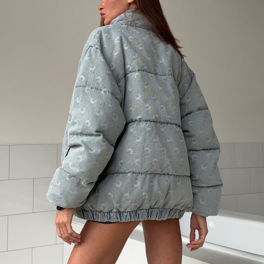 Damen Lässige Steppjacke mit hohem Kragen und elastischen Bündchen Fudus