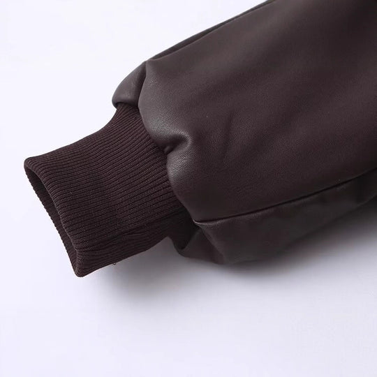 Damen Lässig geschnittene Kunstlederjacke mit komfortablem Bündchen Fudus