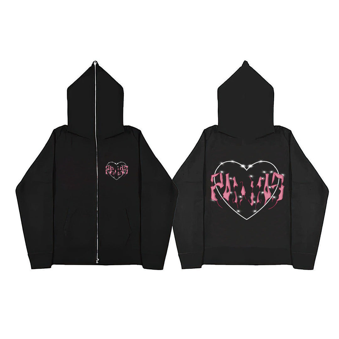 Damen Kapuzenjacke mit einzigartigem Herzdesign und durchgehendem Reißverschluss Fudus