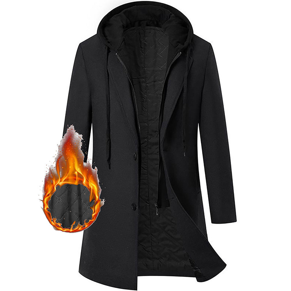 Damen langer Mantel mit Kapuze Fudus