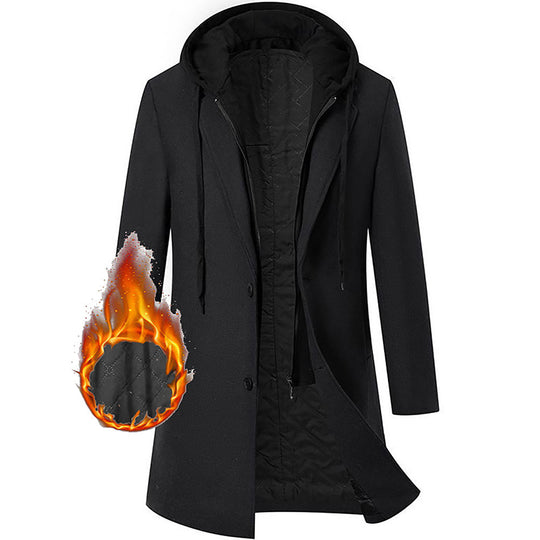 Damen langer Mantel mit Kapuze Fudus