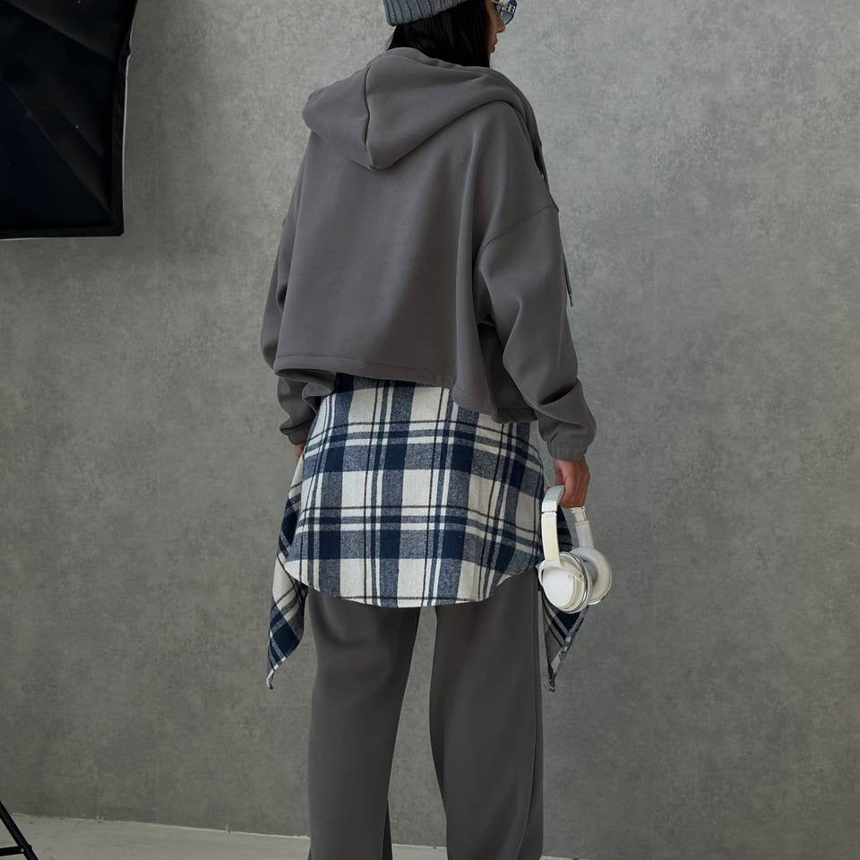 Damen lässige Oversized Hoodie Jacke mit seitlichen Taschen Fudus