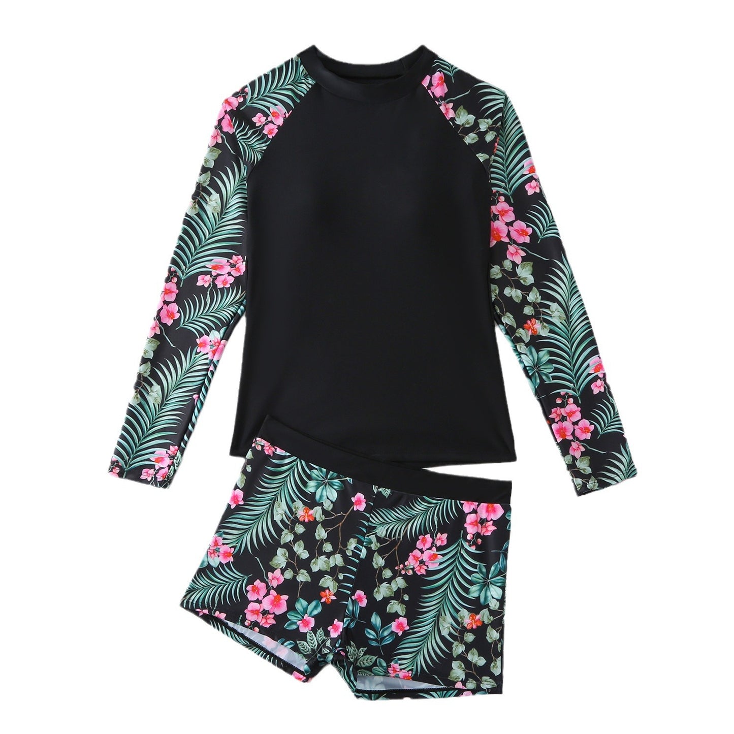 Damen Surf Set UV Schutz Langärmelige Rashguard Shorts Schnelltrocknend