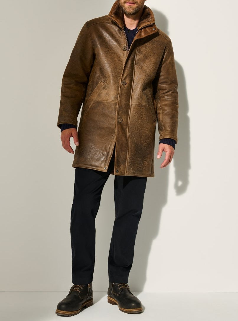 Herren hochwertige Lammfelljacke mit versatilem Stehkragen Fudus