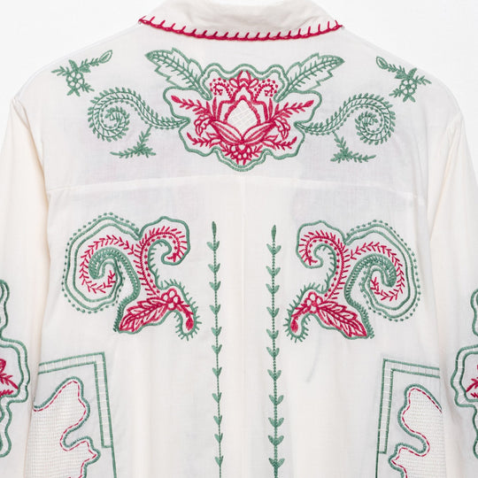 Damen Hemdbluse mit kunstvollen Stickereien Fudus