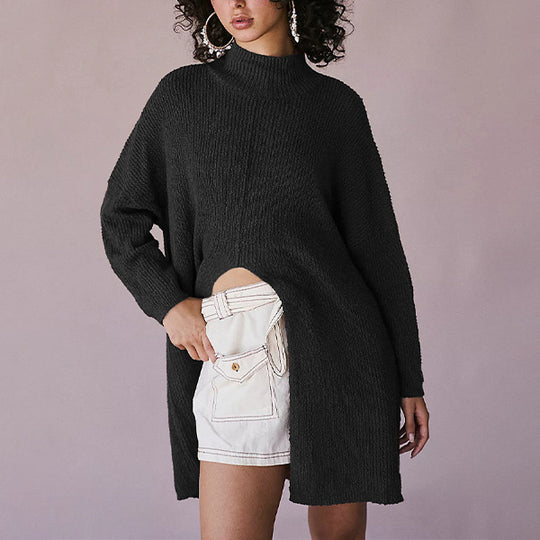 Damen Grobstrickpullover mit seitlichem Schlitz Fudus