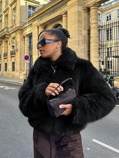 Damen Kuschelige Oversized Kunstfelljacke Fudus