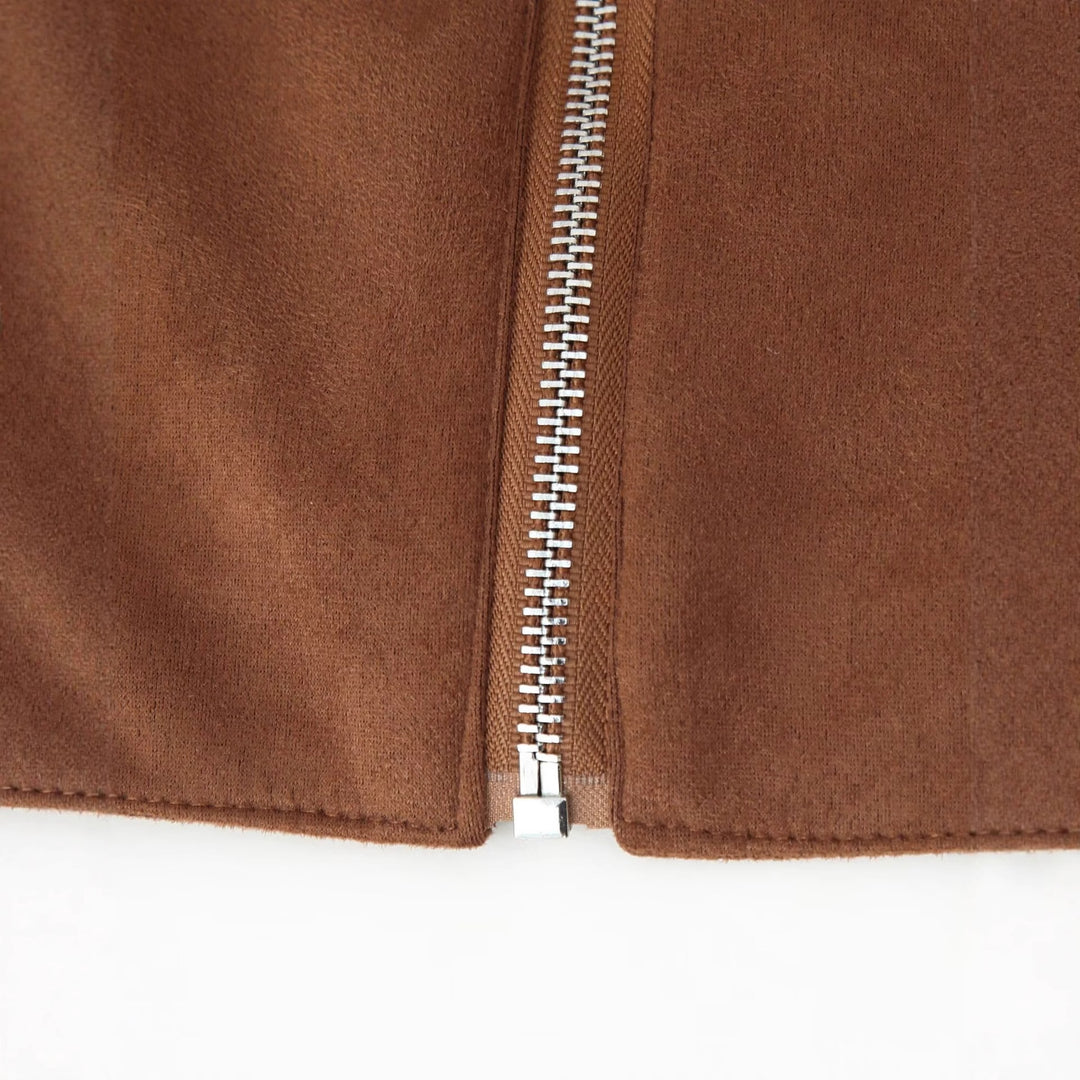 Damen Kunstlederjacke mit dezenten Reißverschlusstaschen Fudus