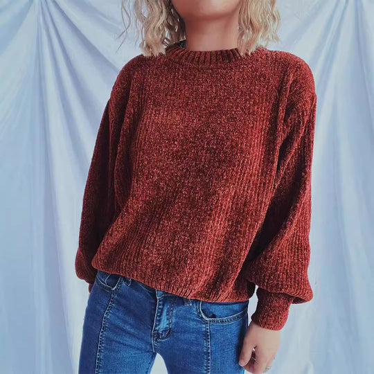 Damen Grobstrickpullover mit weitem Schnitt und strukturiertem Design Fudus