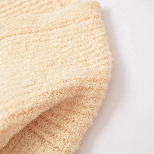 Damen kuschelige Strickjacke mit V-Ausschnitt und Knopfverschluss Fudus