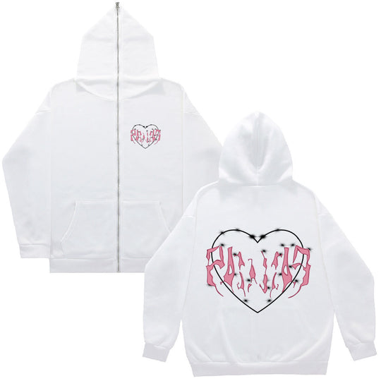 Damen Kapuzenjacke mit einzigartigem Herzdesign und durchgehendem Reißverschluss Fudus