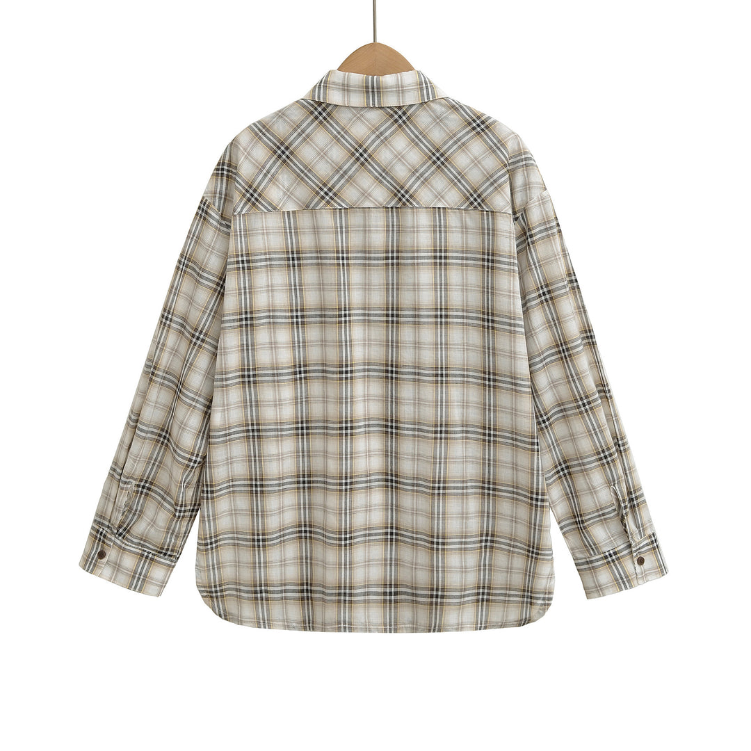 Damen lässige Karoshirt mit oversized Schnitt und praktischer Brusttasche Fudus