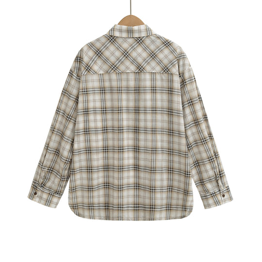 Damen lässige Karoshirt mit oversized Schnitt und praktischer Brusttasche Fudus