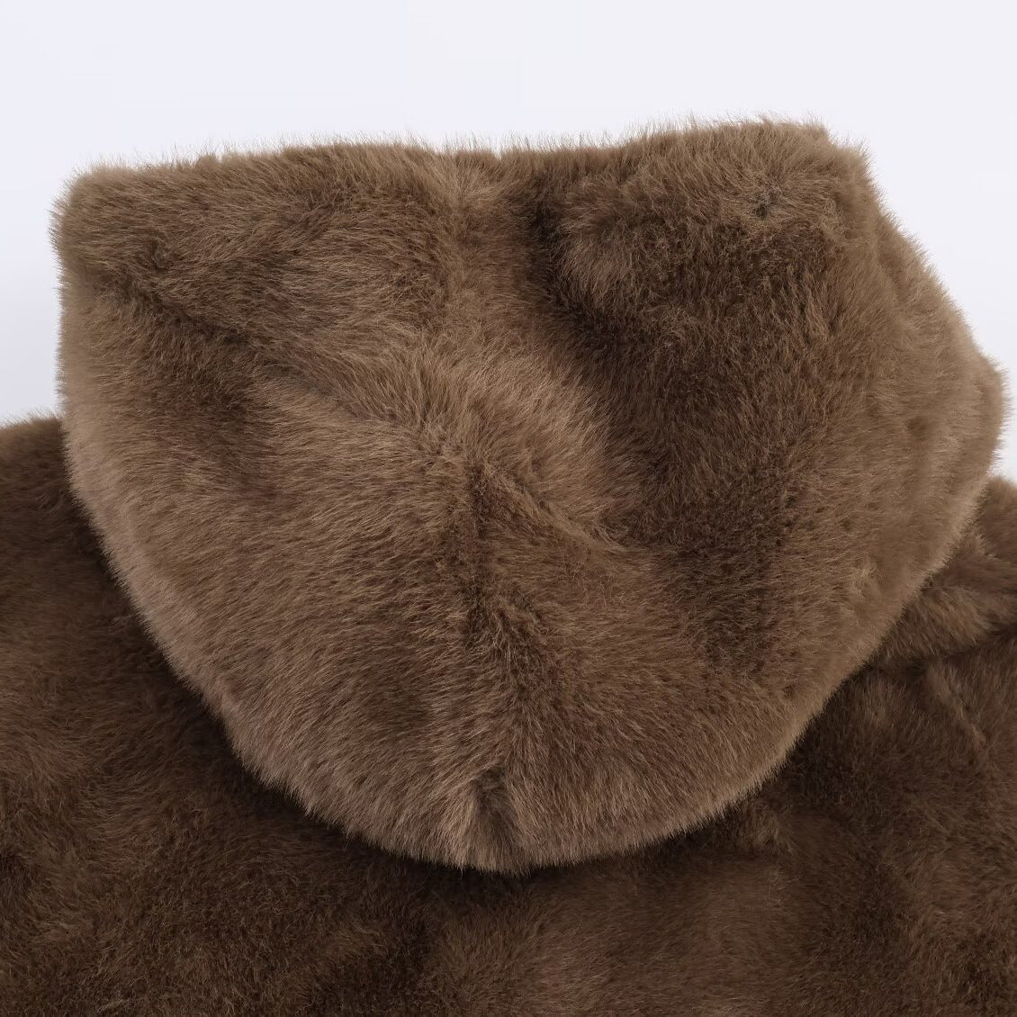 Damen Jacke Kunstpelz Weich Luxuriös Kapuze Praktische Taschen