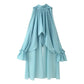 Damen elegantes Chiffon-Cape mit voluminösen Ärmeln Fudus