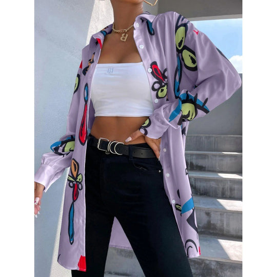 Damen Karierte Overshirt-Jacke mit kreativem Muster Fudus