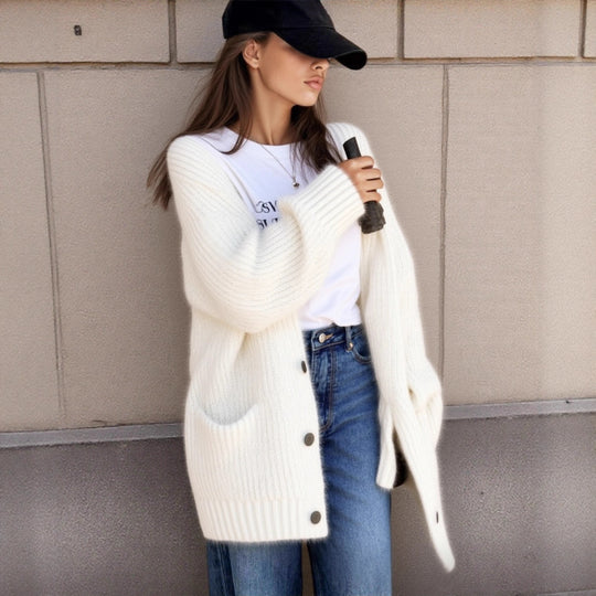 Damen langer Strickcardigan Fudus