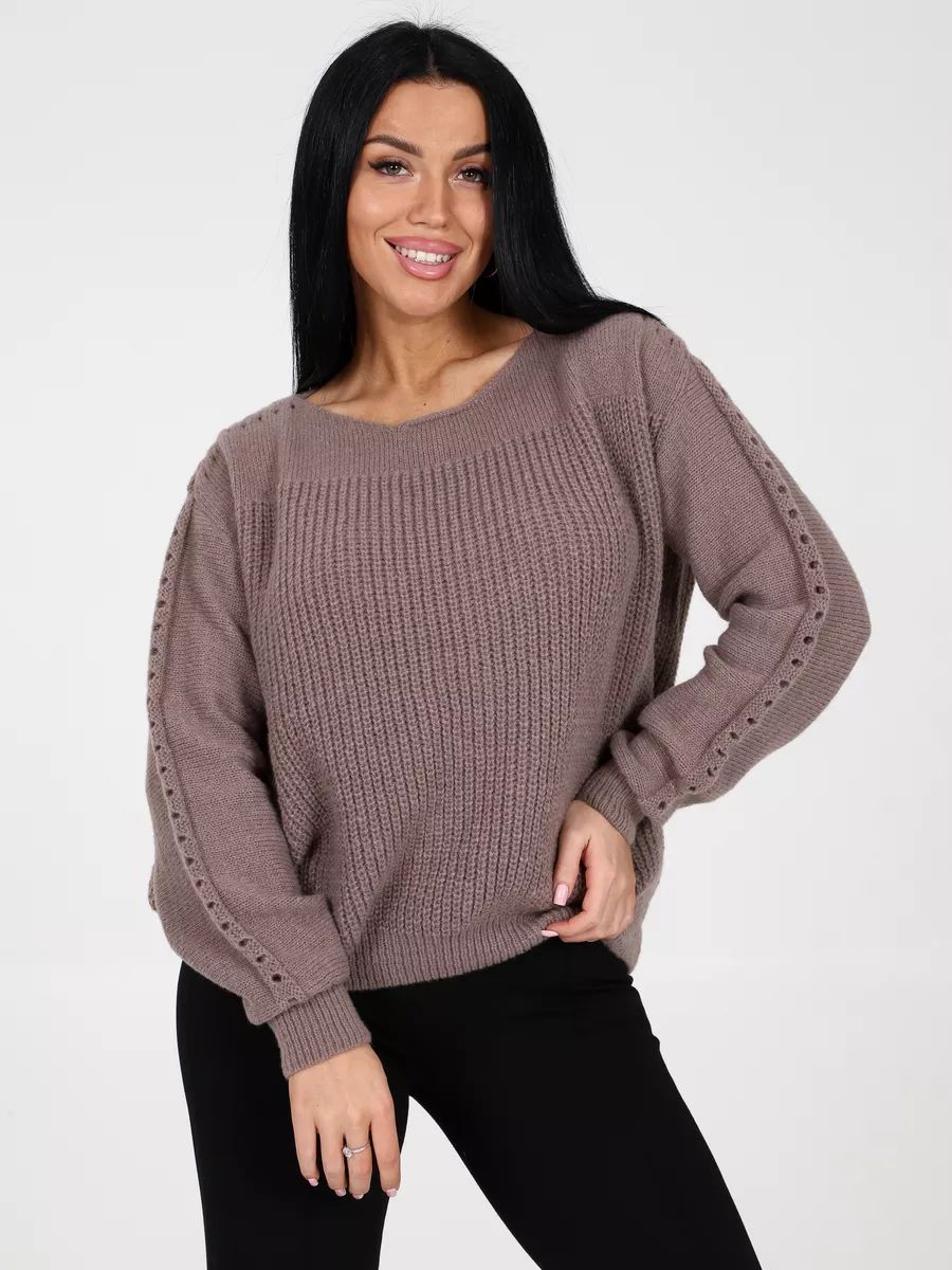Damen Grobstrickpullover mit eleganten Knopfdetails Fudus