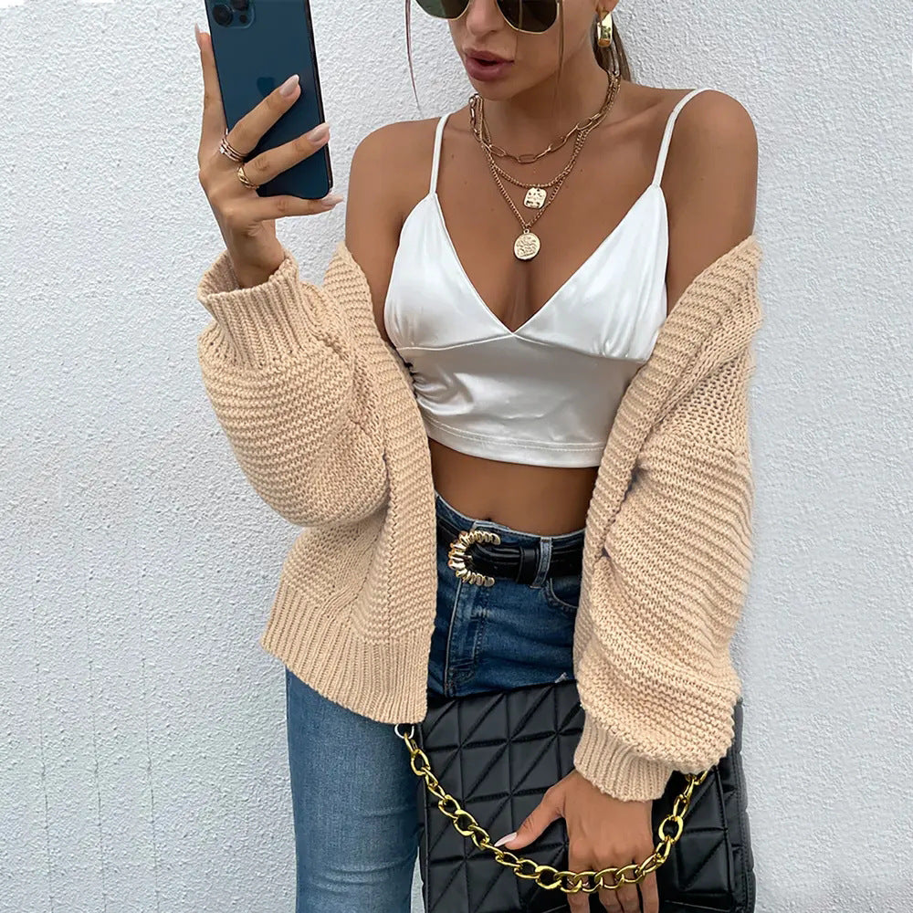 Damen Grobstrickjacke mit oversized Ärmeln und offener Front Fudus