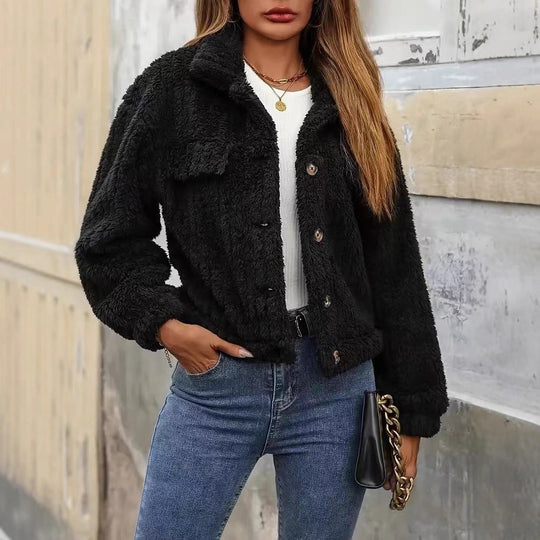 Damen Kuschelige Teddy-Fleece-Jacke Fudus