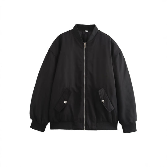 Damen lässige Bomberjacke mit elastischem Bund und praktischen Taschen Fudus